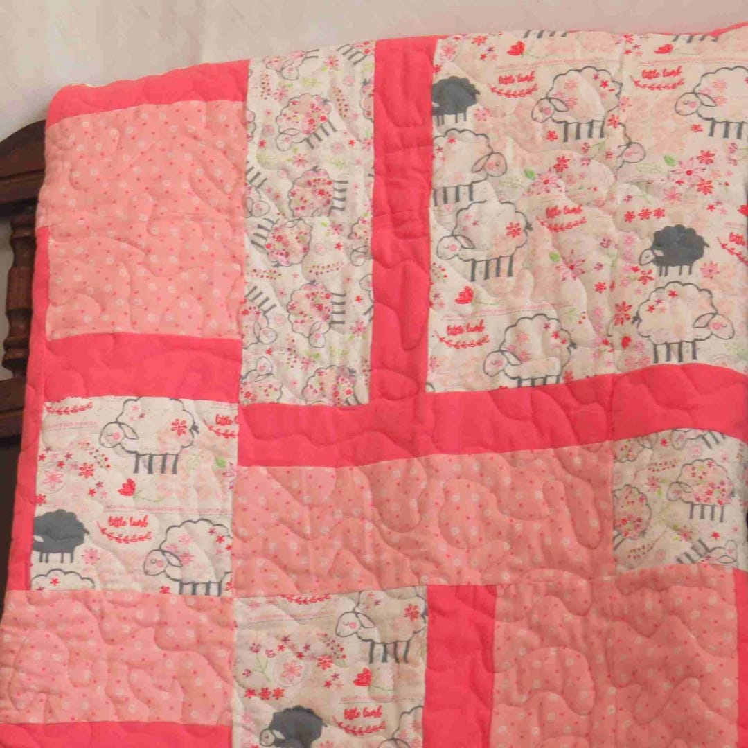peachy little lamb baby quilt