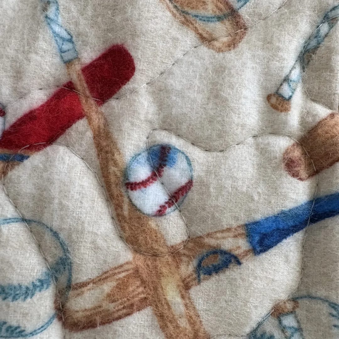 Baseball Games Baby Quilt showing bats and ball