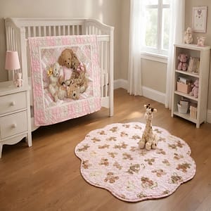 Pink Bears Bundle in baby's room with baby