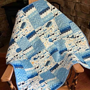 Colorful handmade crib quilts, Whale Songs Baby Quilt