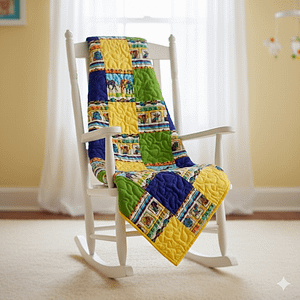 Safari Symphony Baby Quilt on chair
