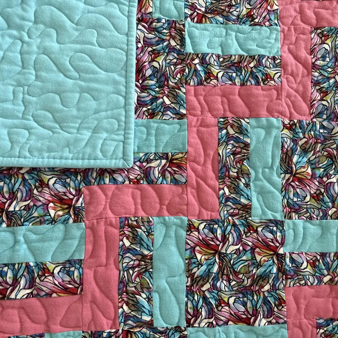 Color Blocks Baby Quilt detail with backing