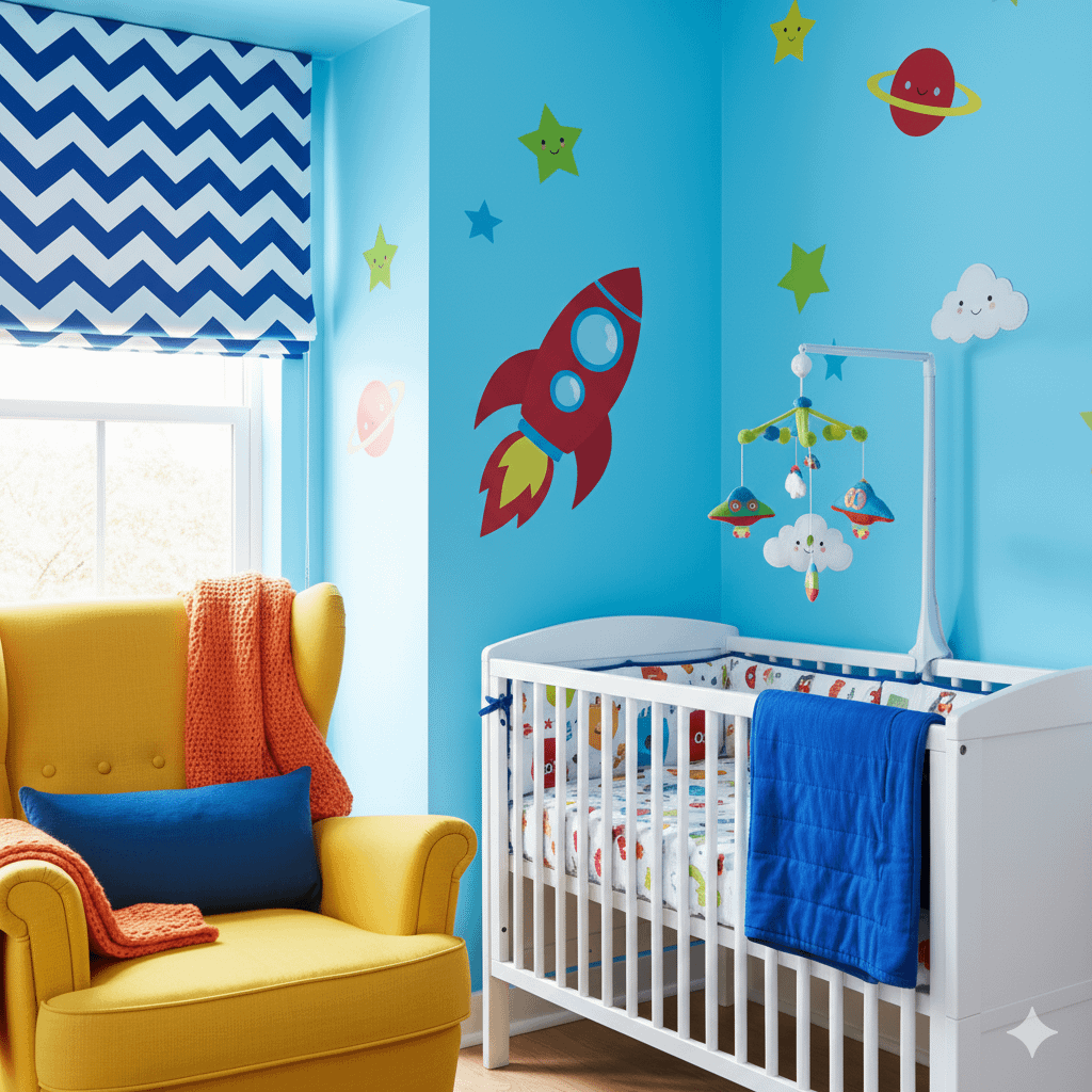 boys room with rocket shipd