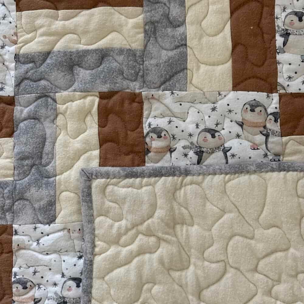 Winter Penguins Baby Quilt detail a