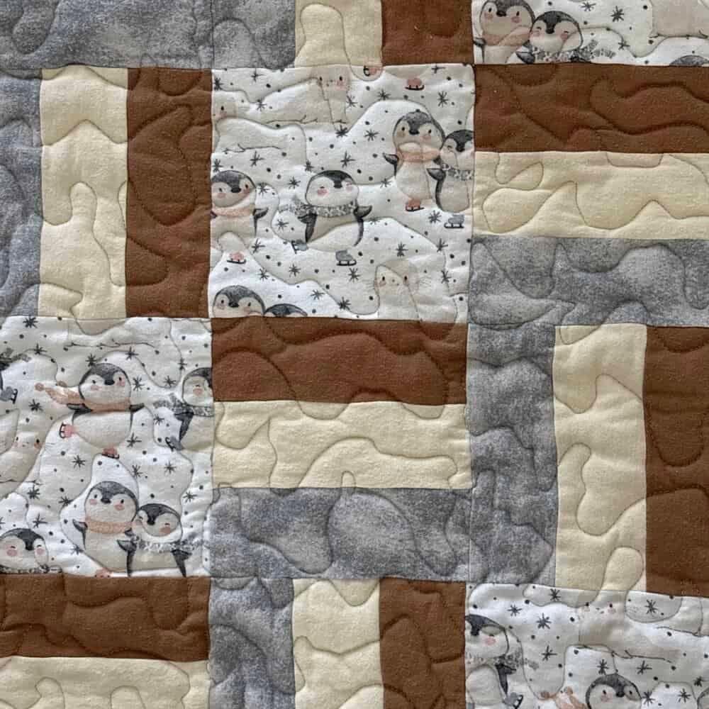 Winter Penguins Baby Quilt detail b