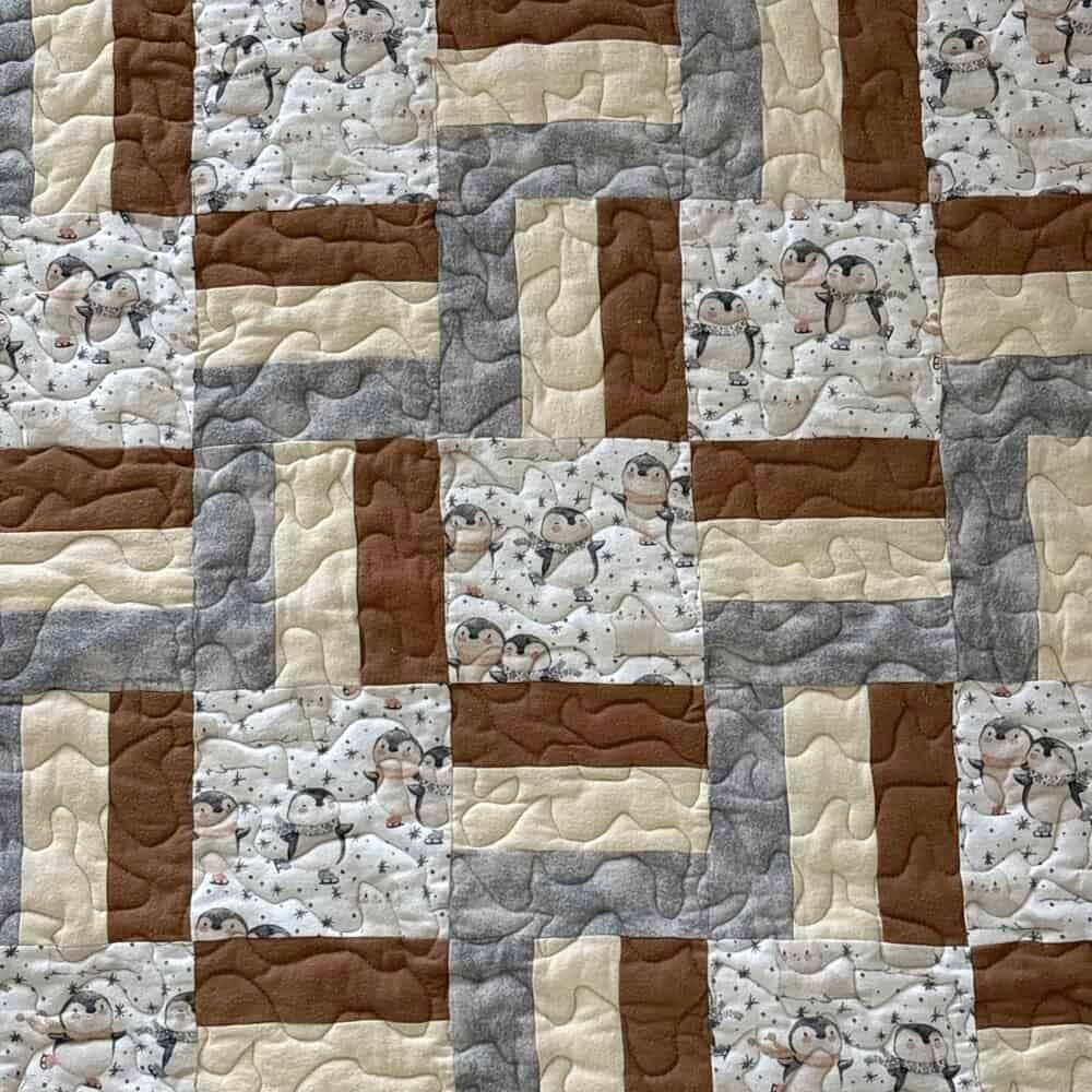 Winter Penguins Baby Quilt detail d