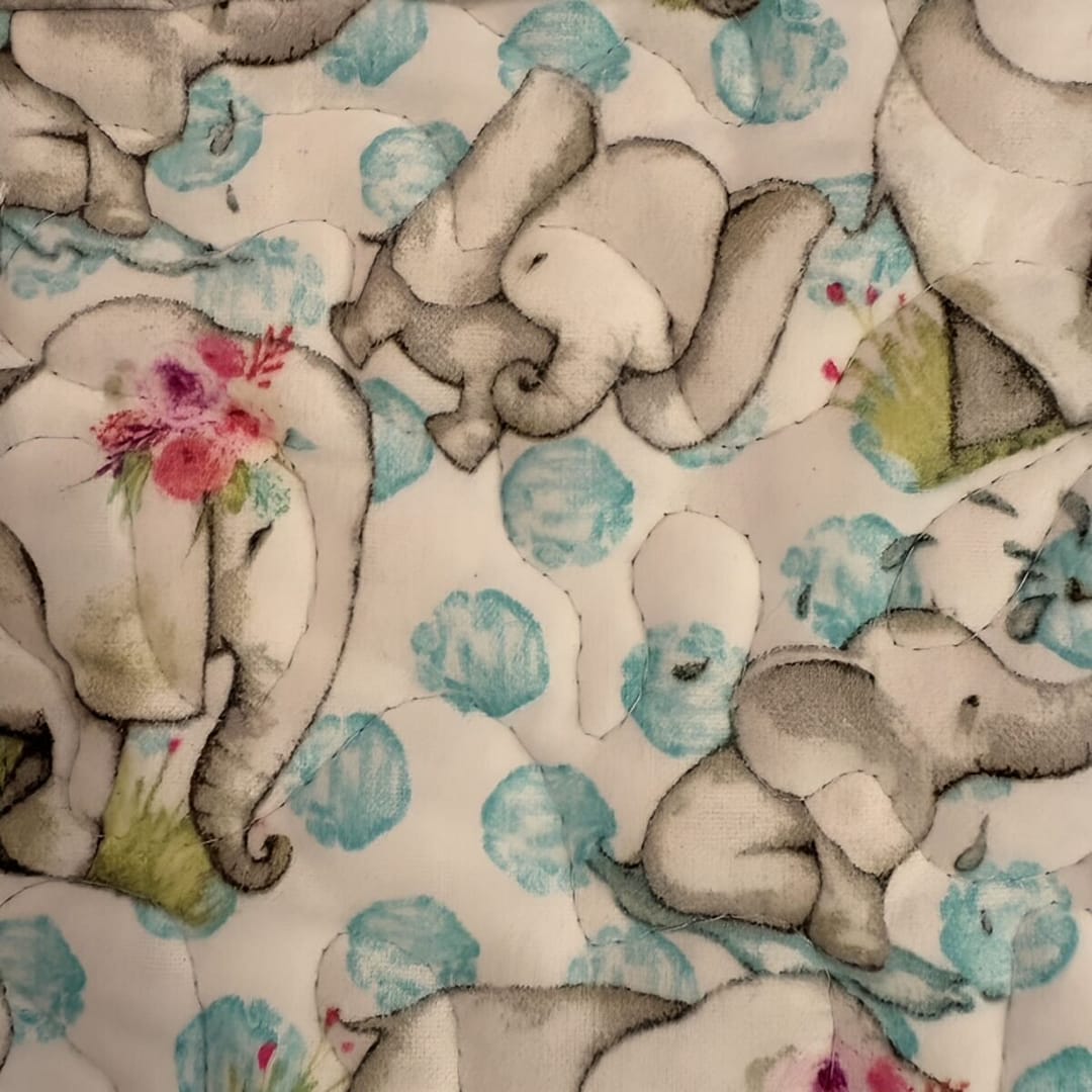 Baby Elephants Baby Quilt Detail of elephant block