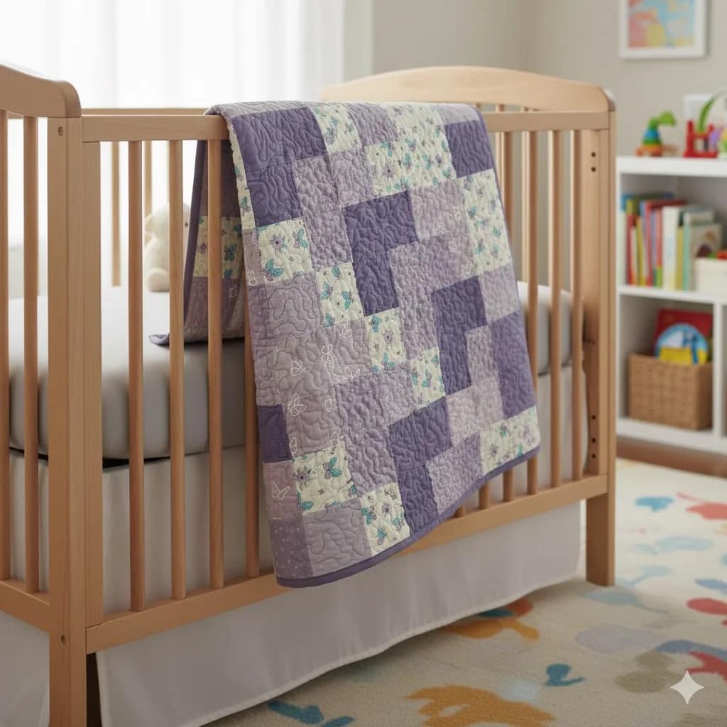 Butterfly Patches baby Quilt on crib 2