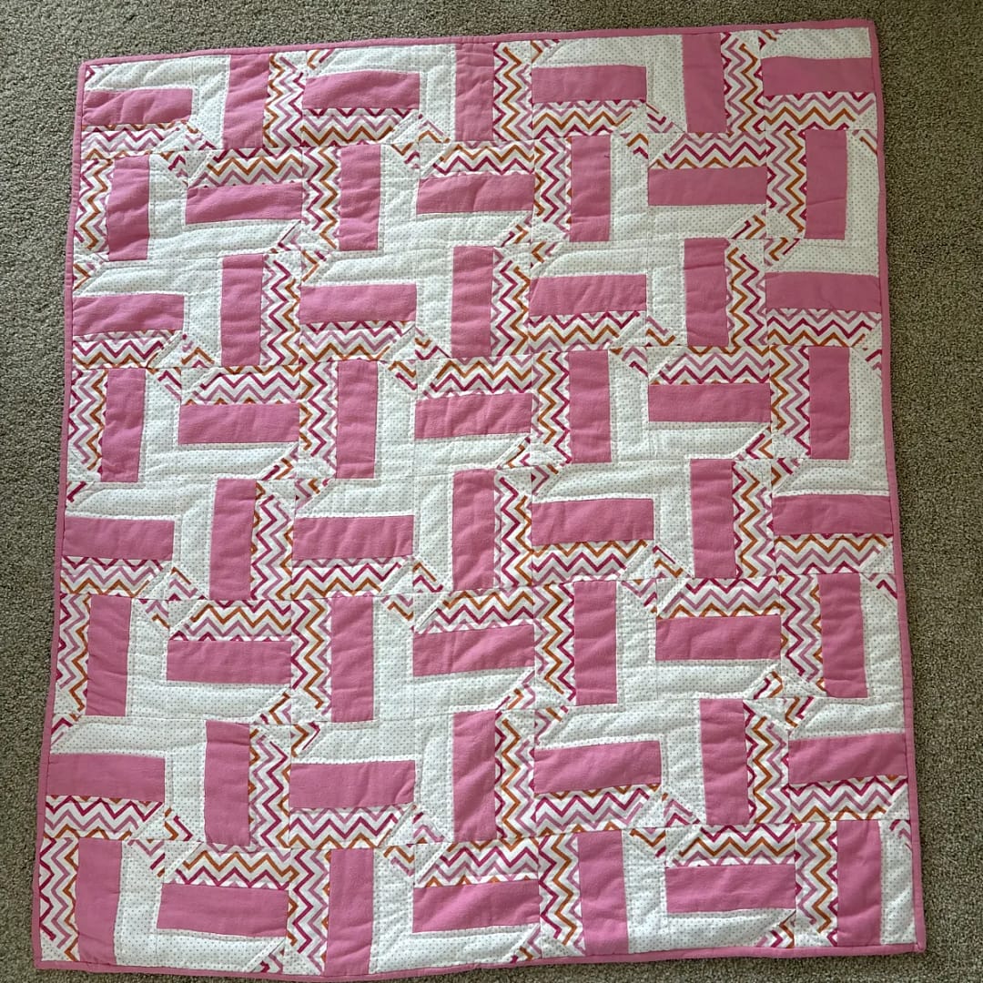 Pink a Link Baby Quilt detail e