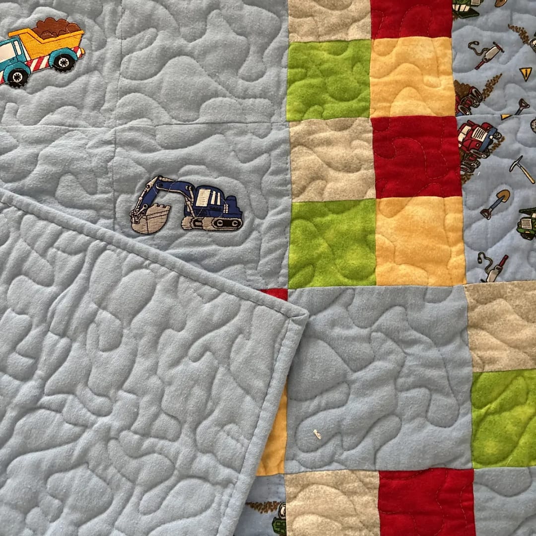Construction Machines Baby Quilt detail 1