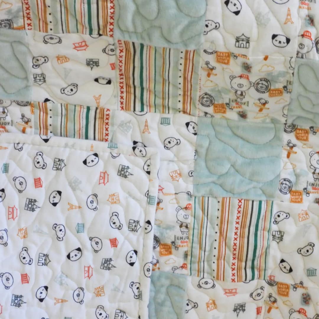 Animal Travelers Baby Quilt detail of backing