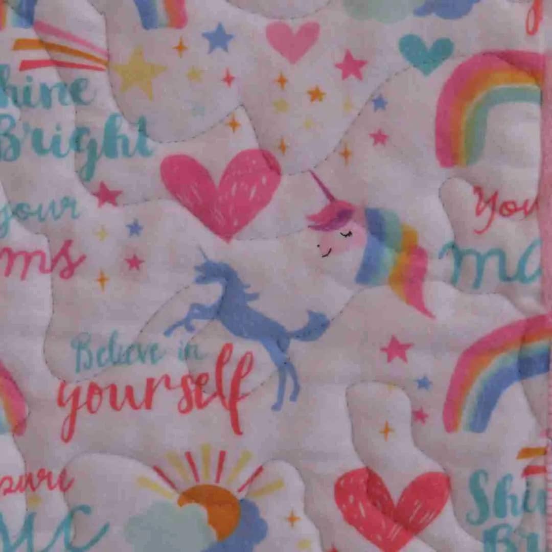 Unicorns and Rainbows baby quilt detail 2a