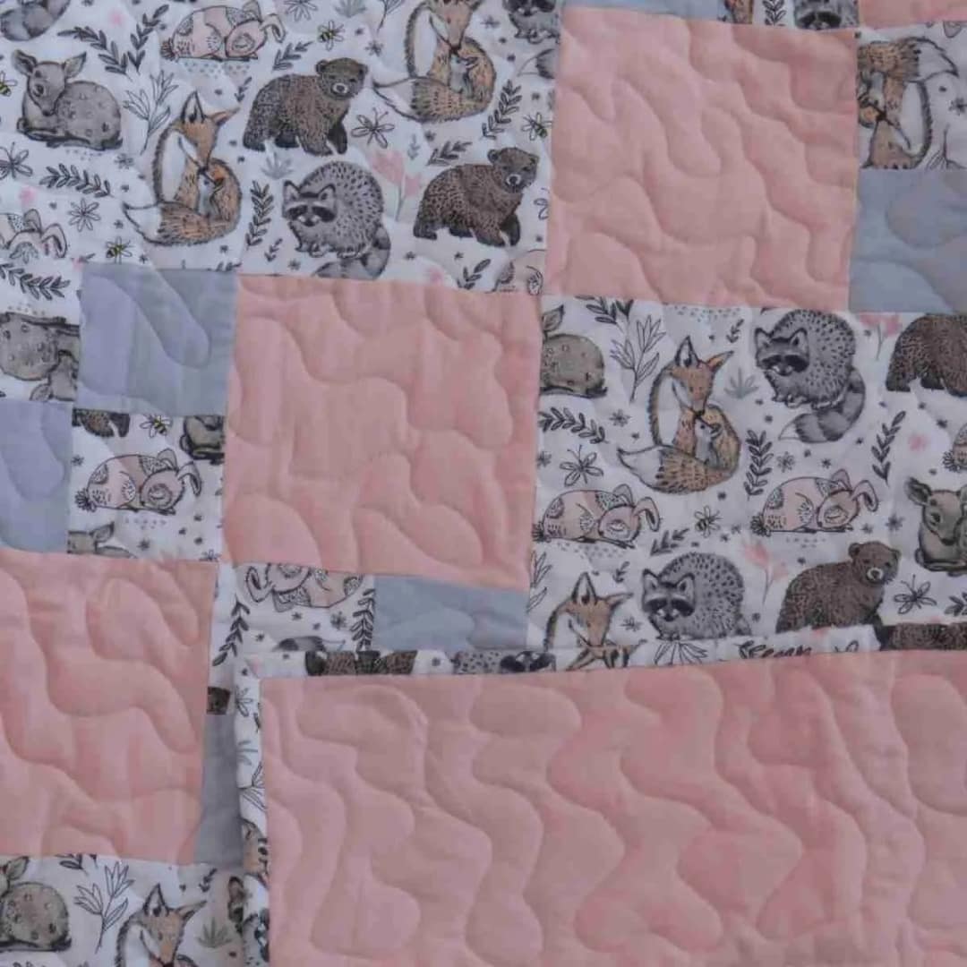 Woodland Babies Baby Quilt detail 1