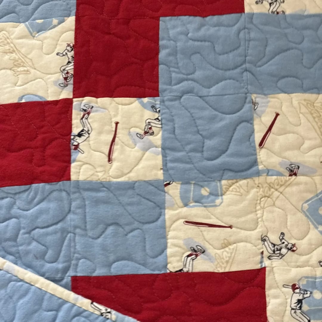 Baseball Days Baby Quilt detail 1