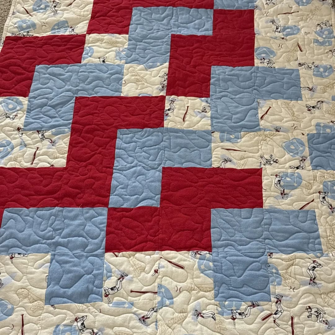 Baseball Days Baby Quilt detail 5