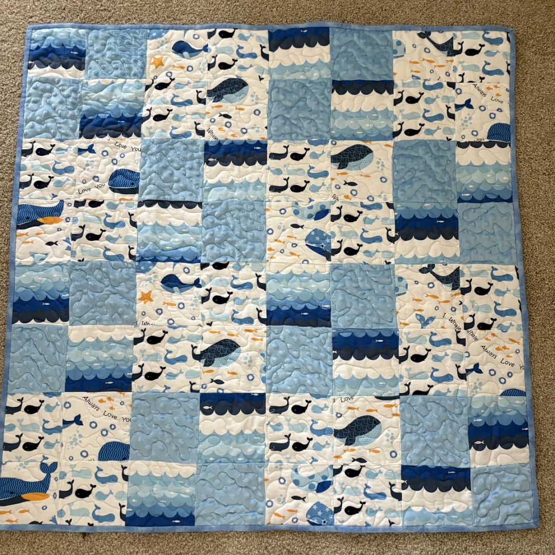 Whale Songs Baby Quilt full view
