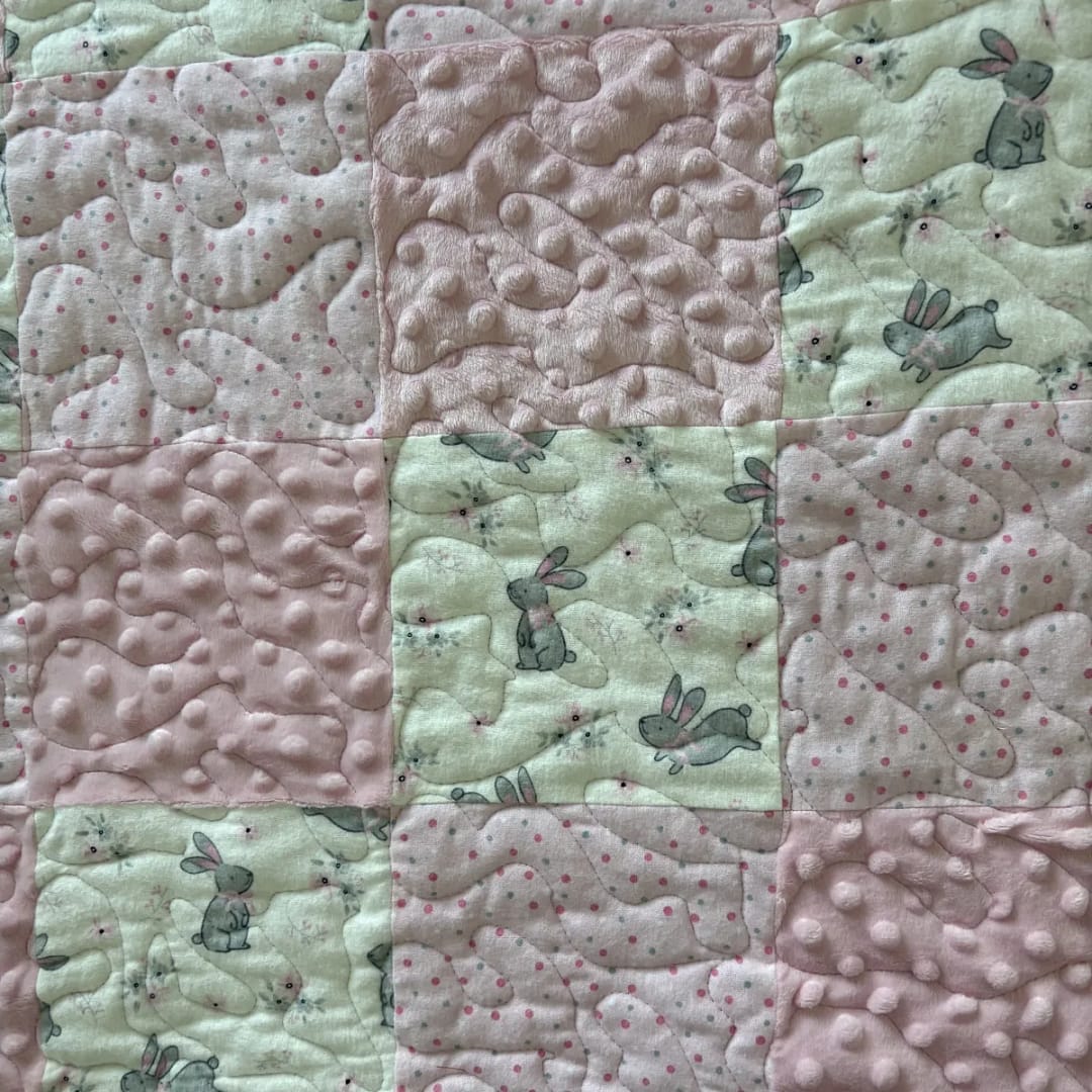 Bunny Frolic Baby Quilt detail of patches
