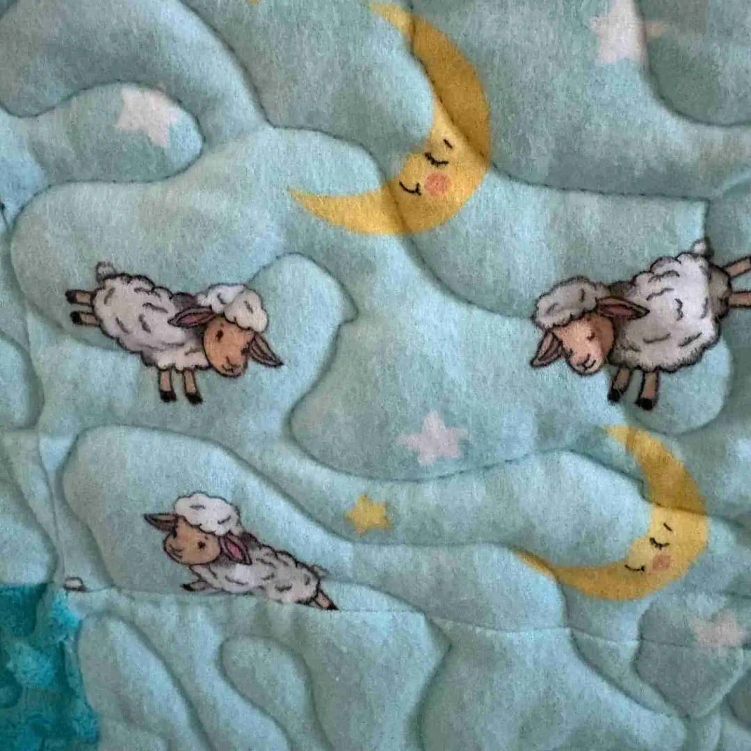 Lambs on the Farm Baby Quilt detail 1