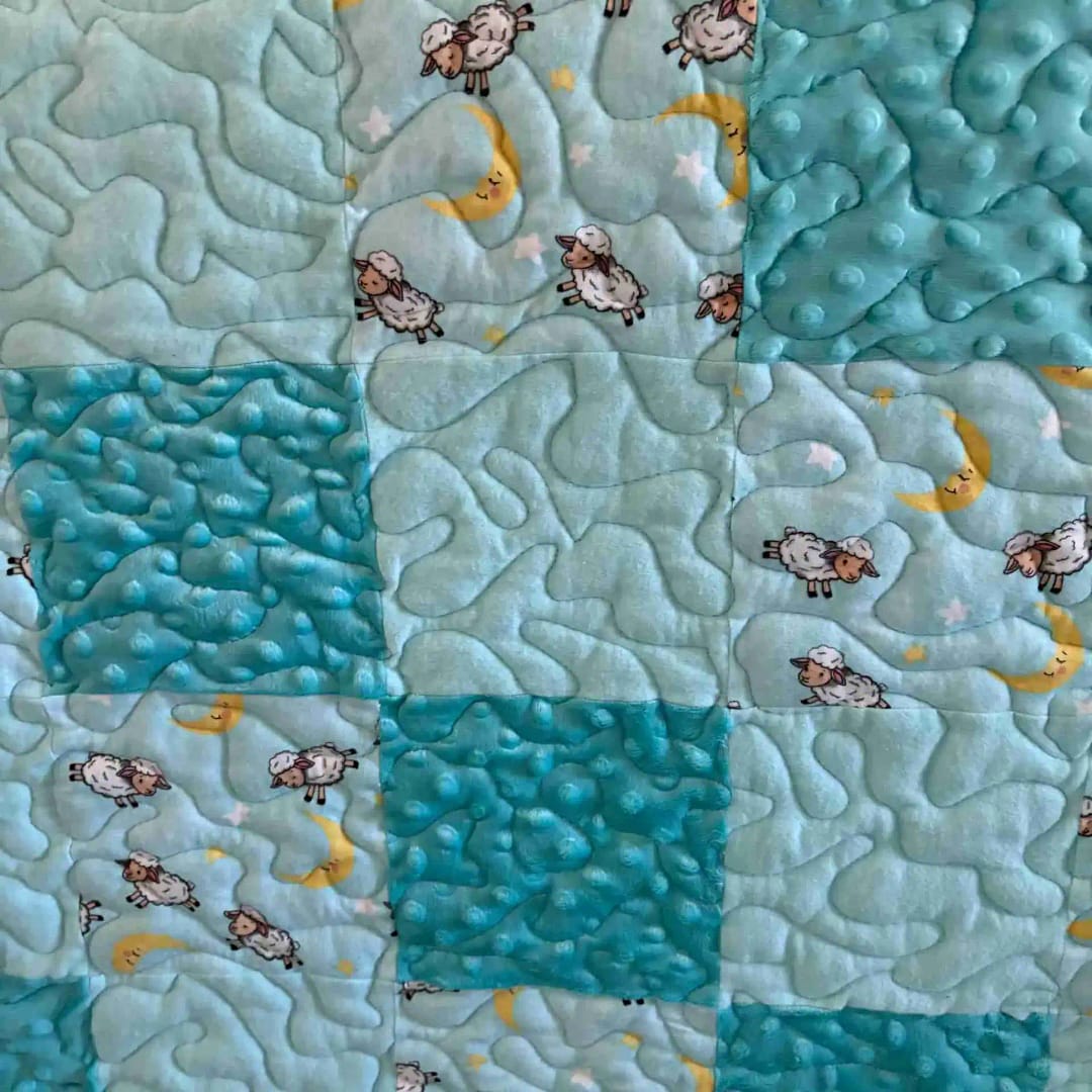 Lambs on the Farm Baby Quilt detail 3