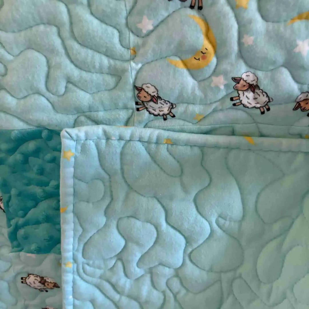 Lambs on the Farm Baby Quilt detail 4