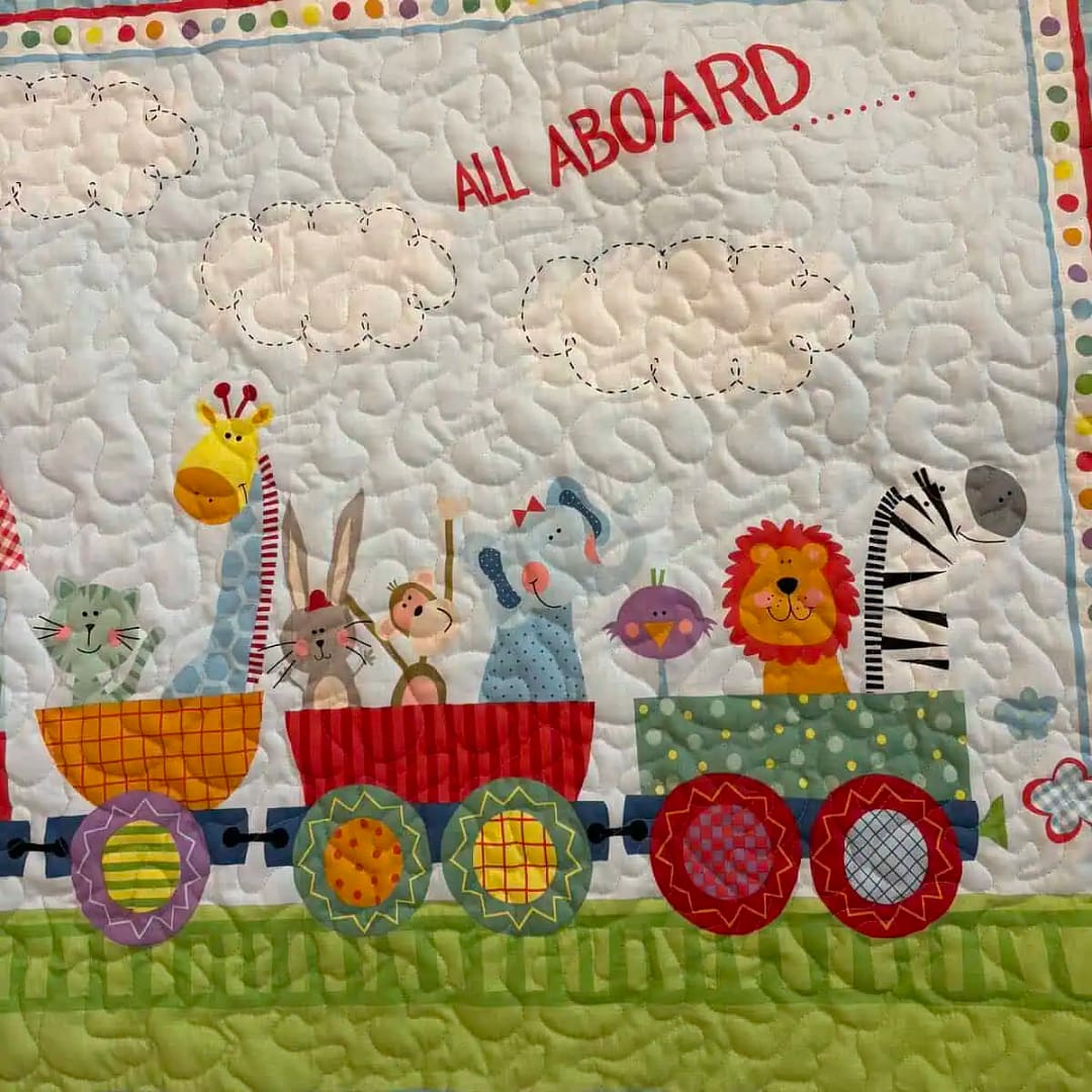 Animal Train Baby Quilt detail a