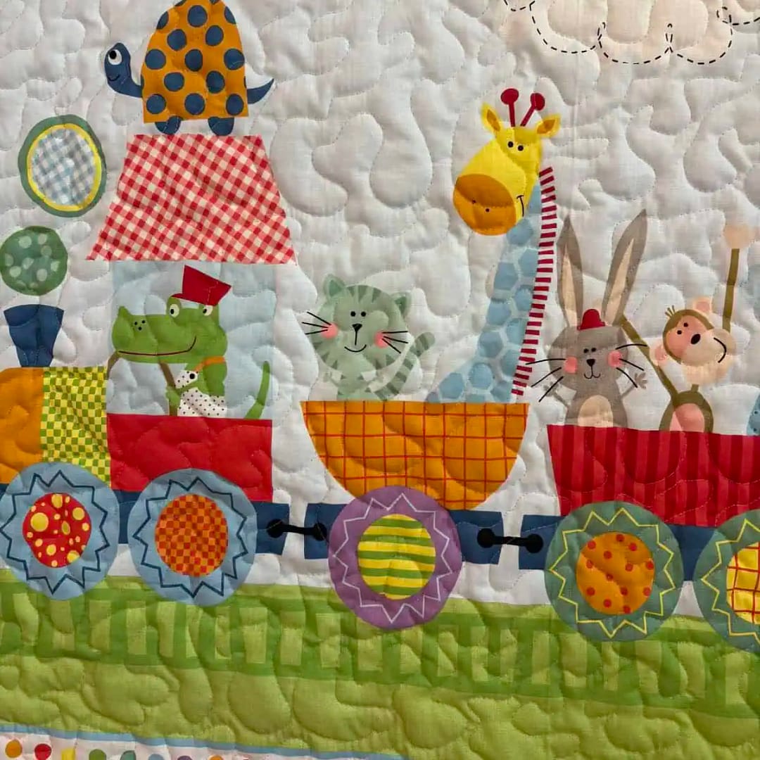 Animal Train Baby Quilt detail b