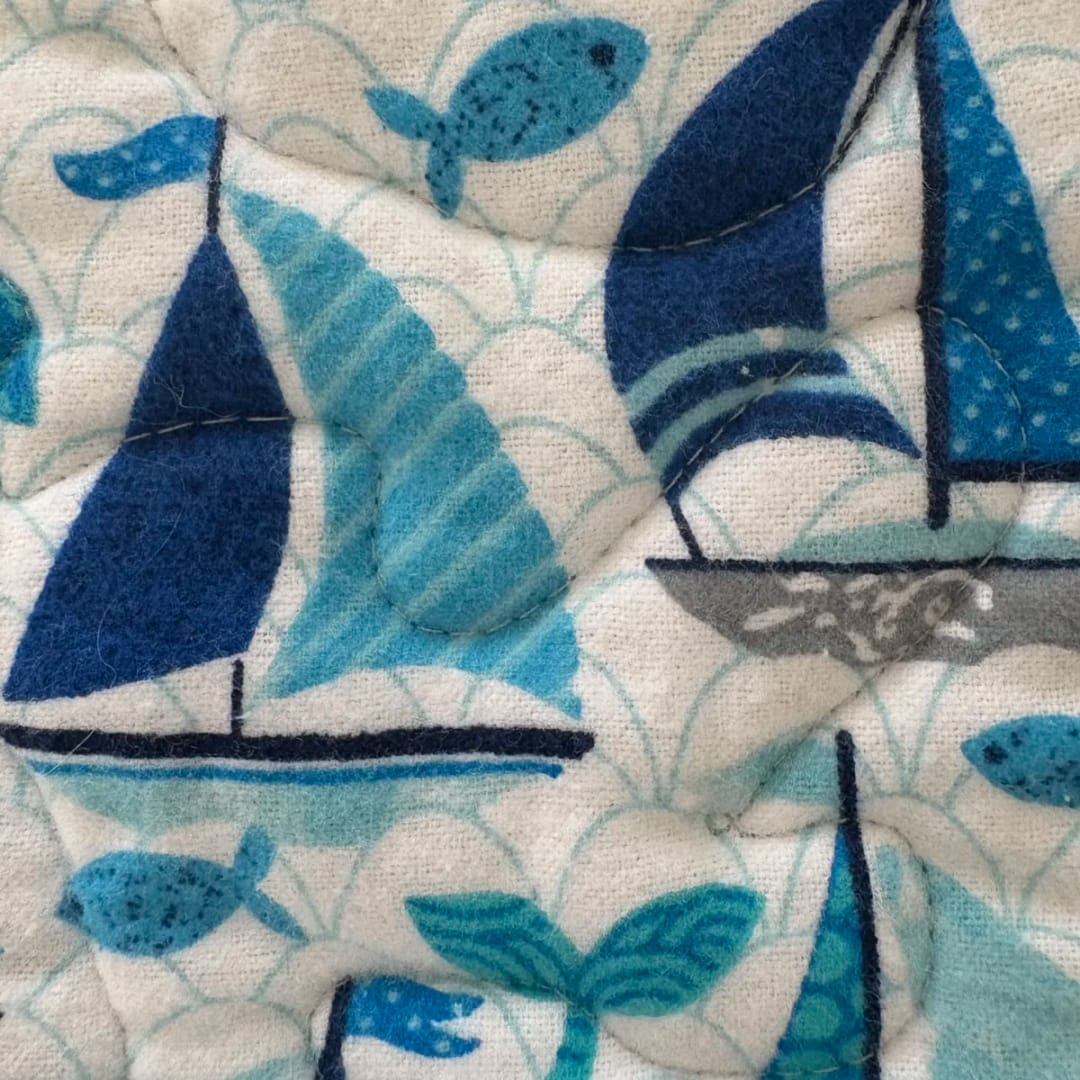 Blue Sailboats Baby Quilt detail d