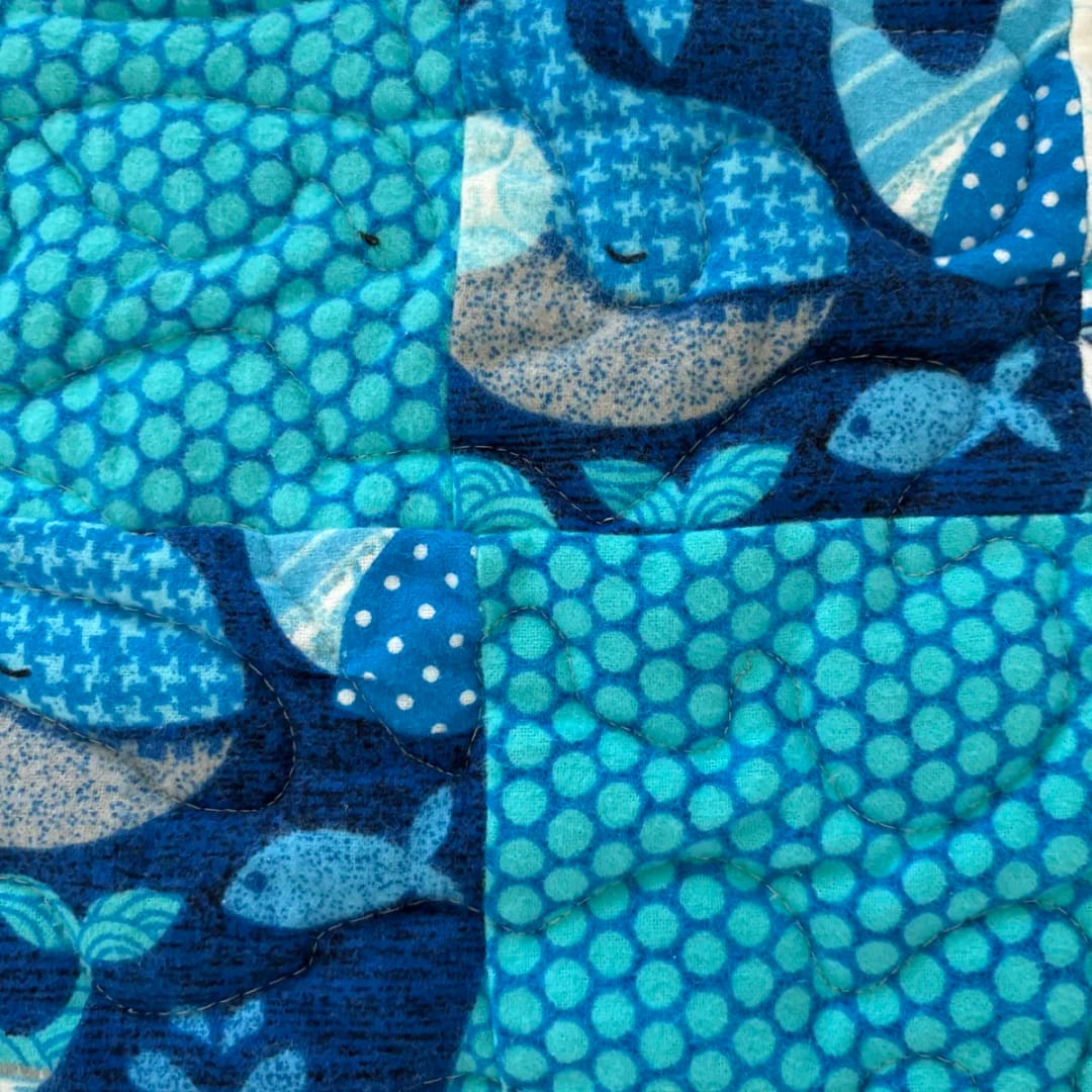 Blue Sailboats Baby Quilt detail e