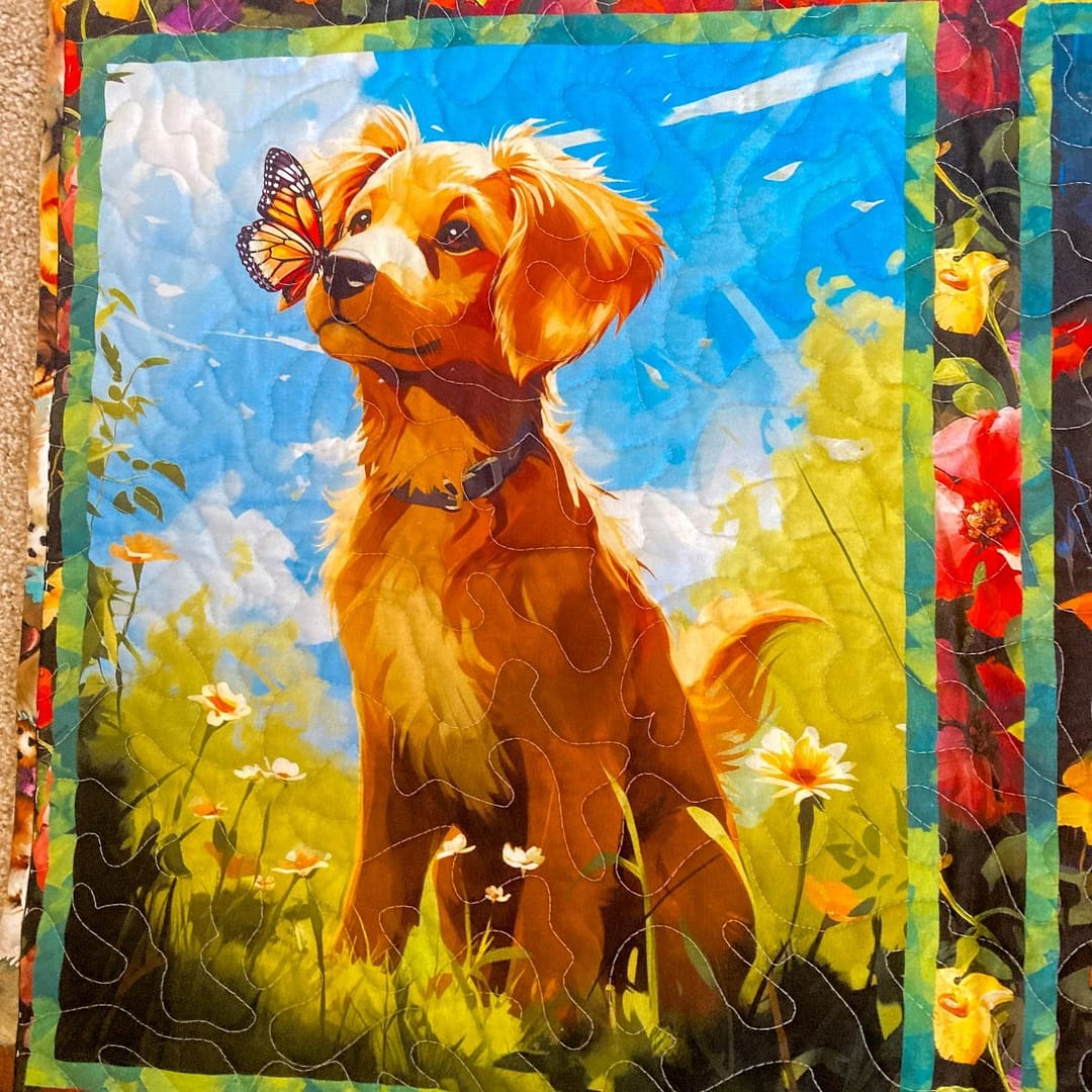 Adorable Puppies baby quilt golden
