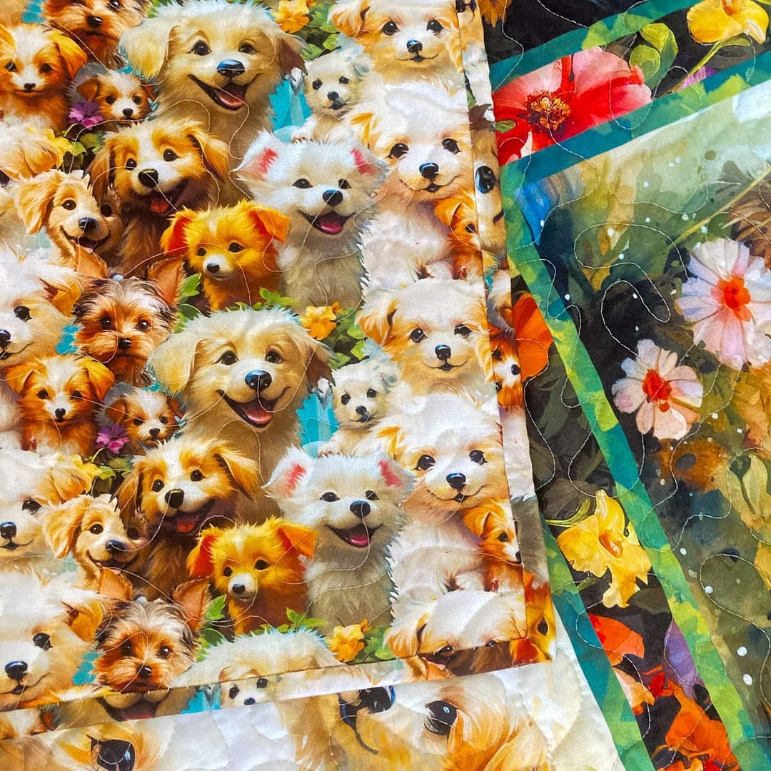 Adorable Puppies baby quilt backing