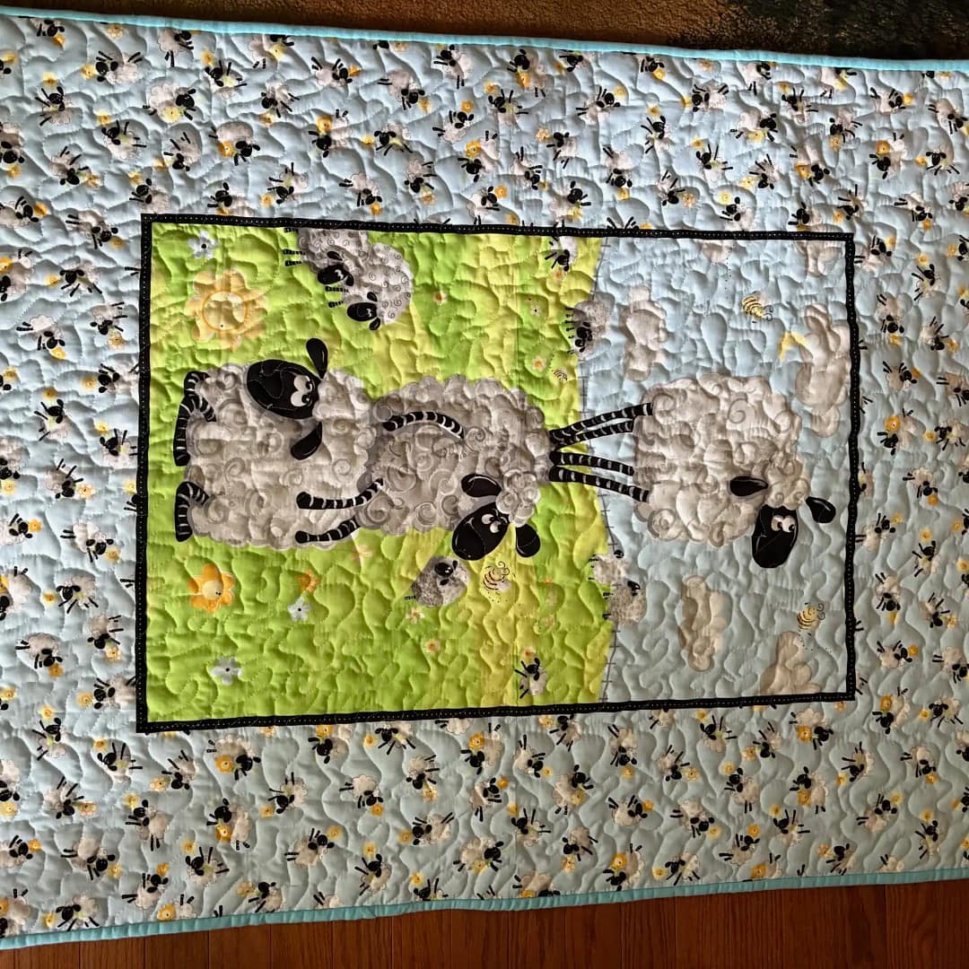 Sheep Meadow Baby Quilt detail 5