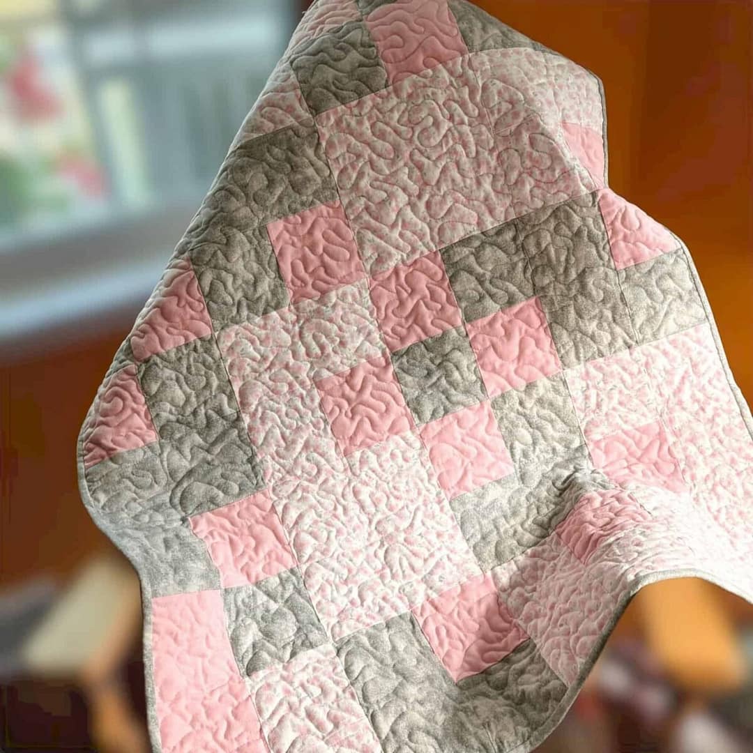 Blush & Bloom Baby Quilt on chair