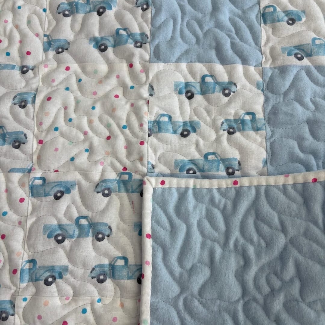 Little Blue Trucks Baby Quilt detail e