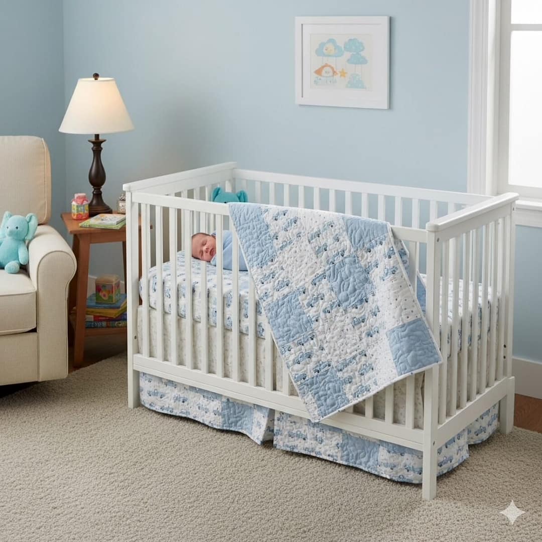 Little Blue Trucks Baby Quilt detail g