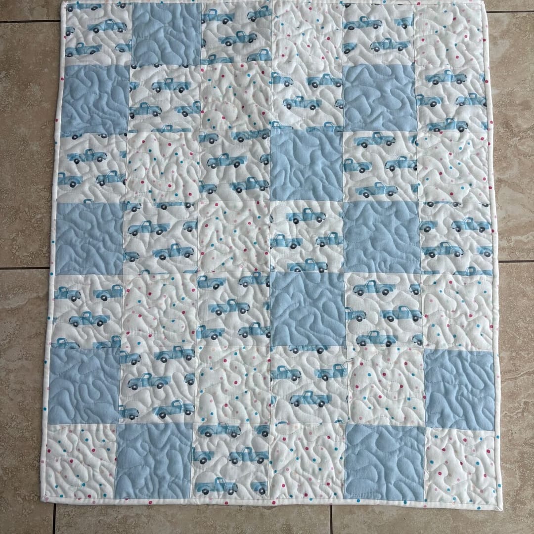 Little Blue Trucks Baby Quilt detail h