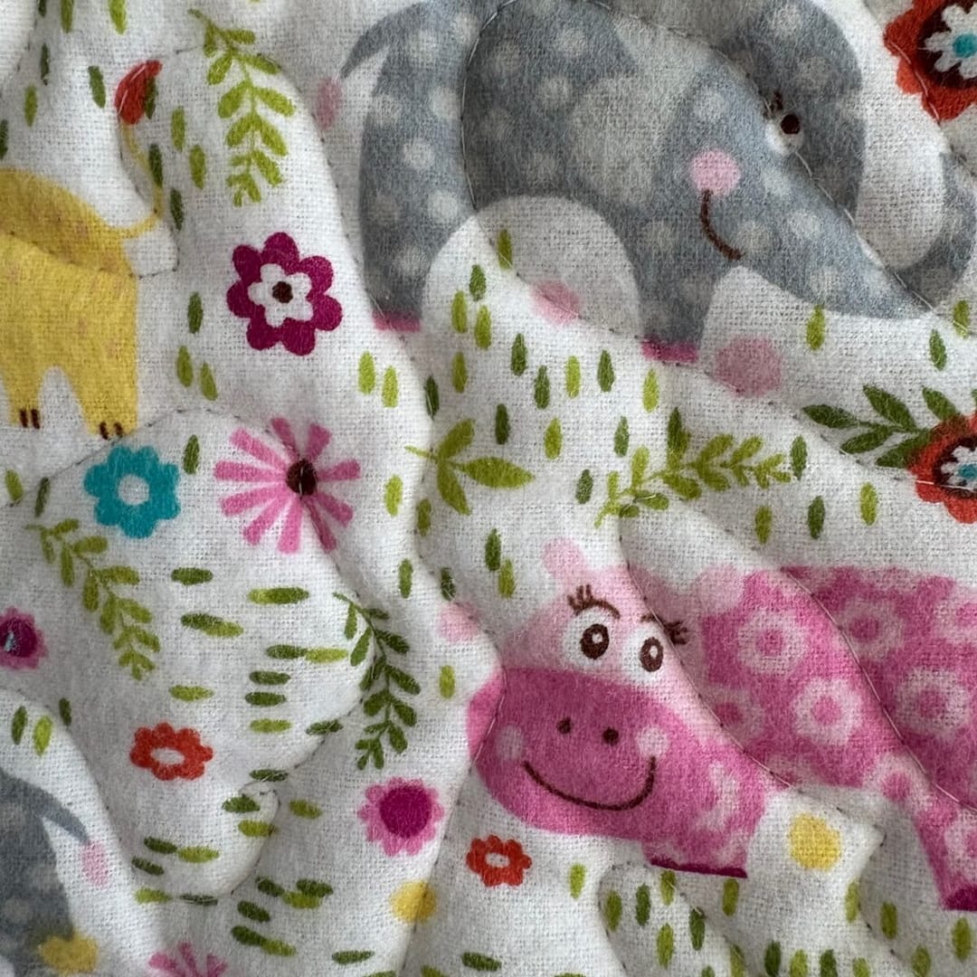 Safari Friends Baby Quilt close up detail of animals
