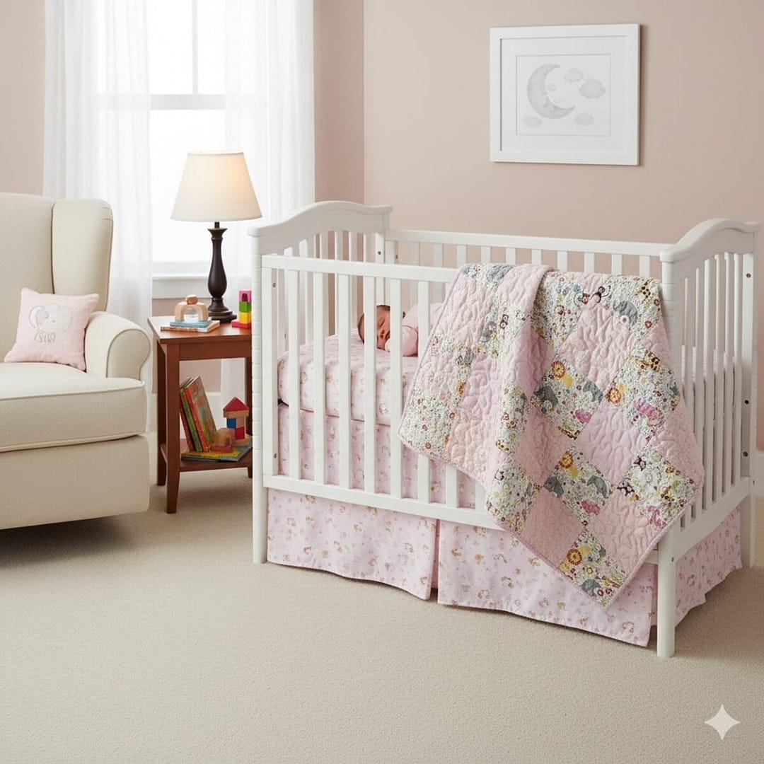 Safari Friends Baby Quilt nursery scene