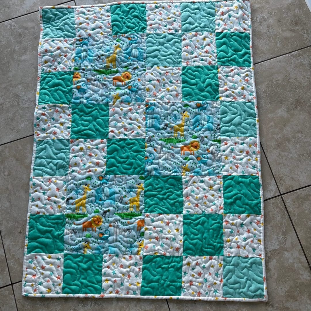 Safari Stars Baby Quilt detail c