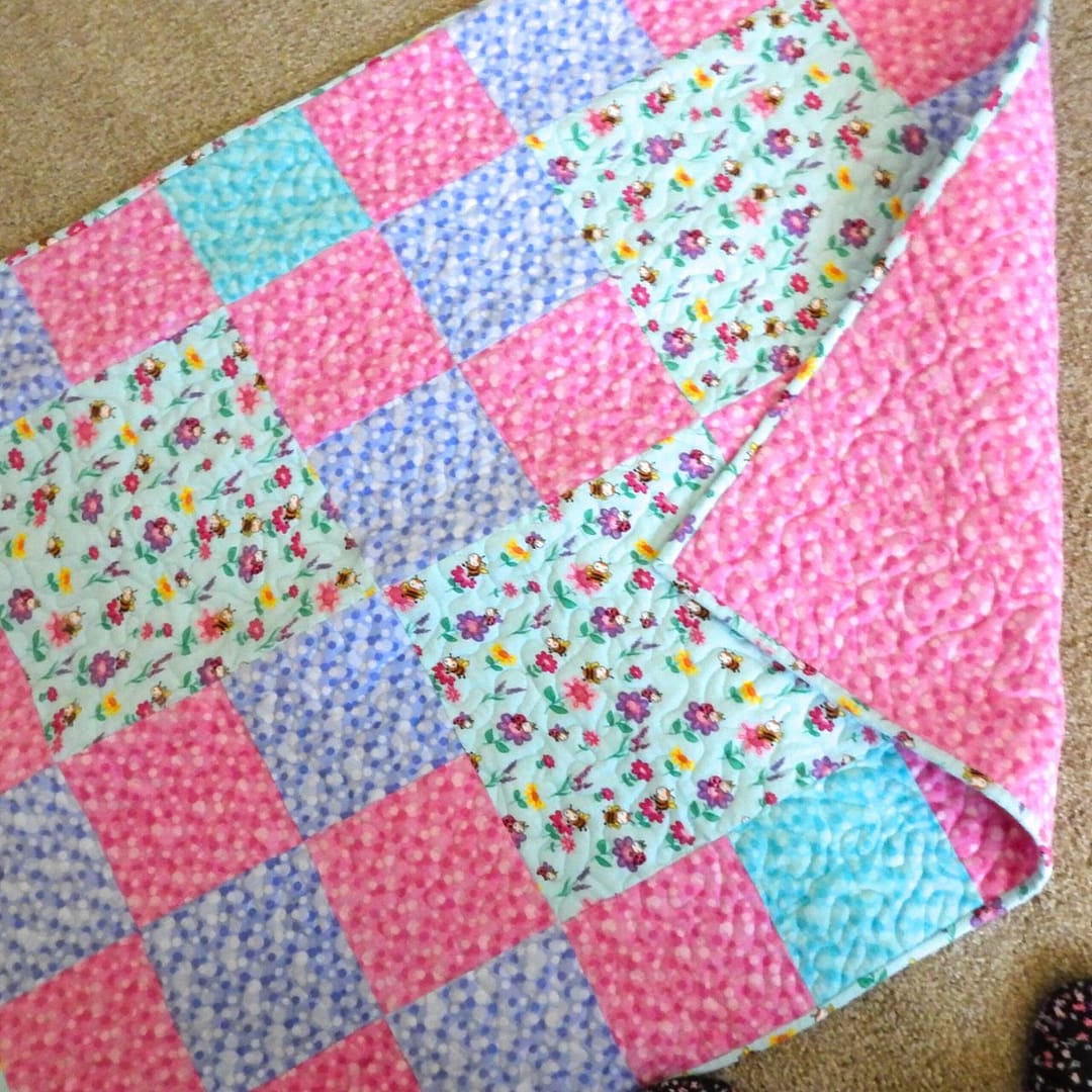 Bright Blooms Baby Quilt long view