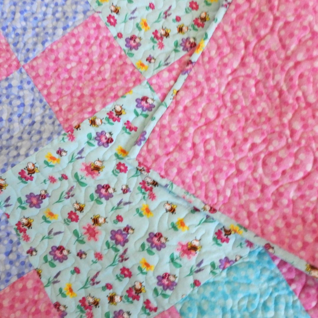 Bright Blooms Baby Quilt with backing