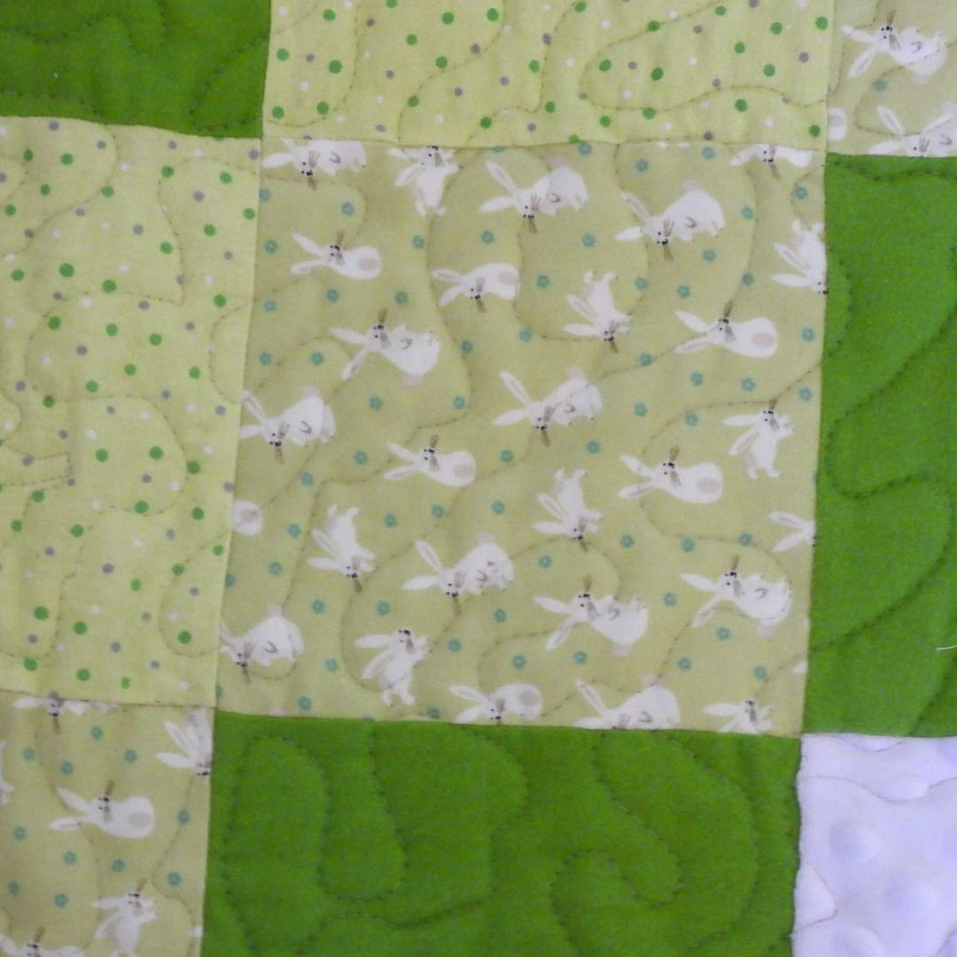 Bunny Cuddles in Green detail of bunny print