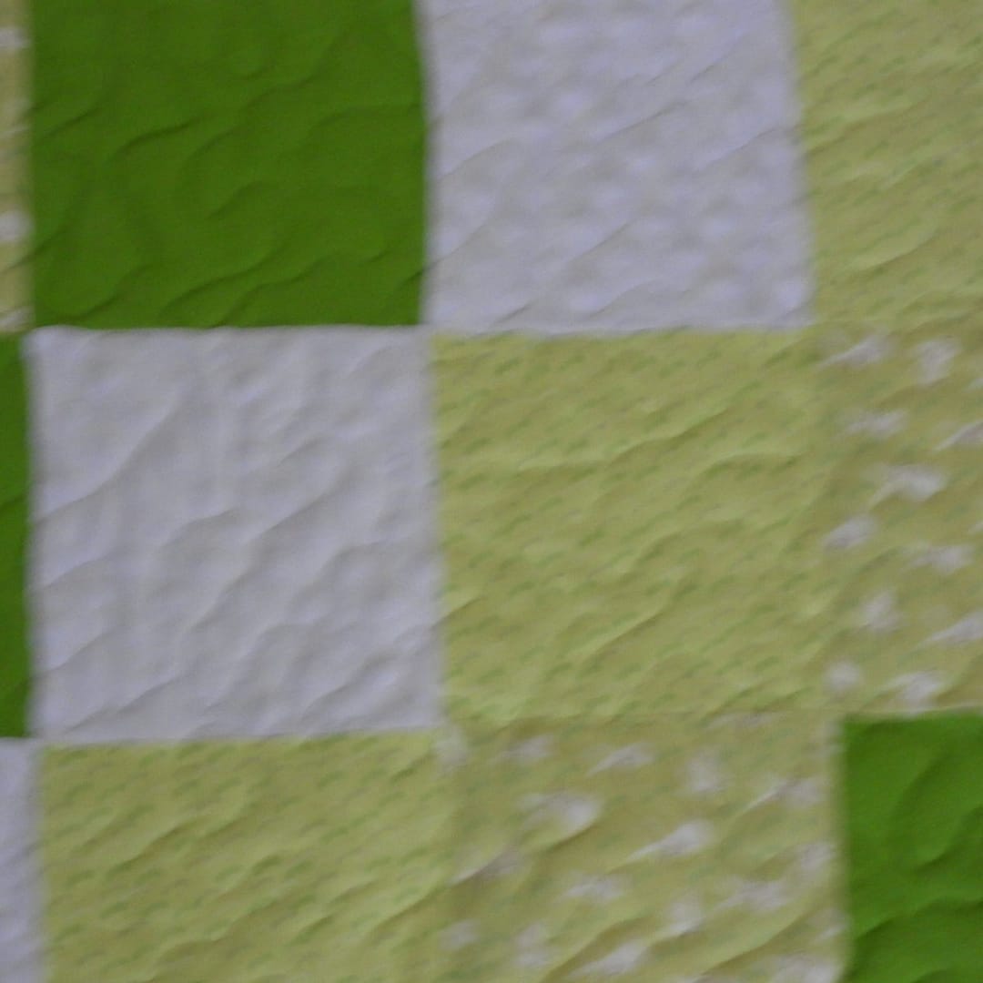 Bunny Cuddles in Green detail of yellow squares