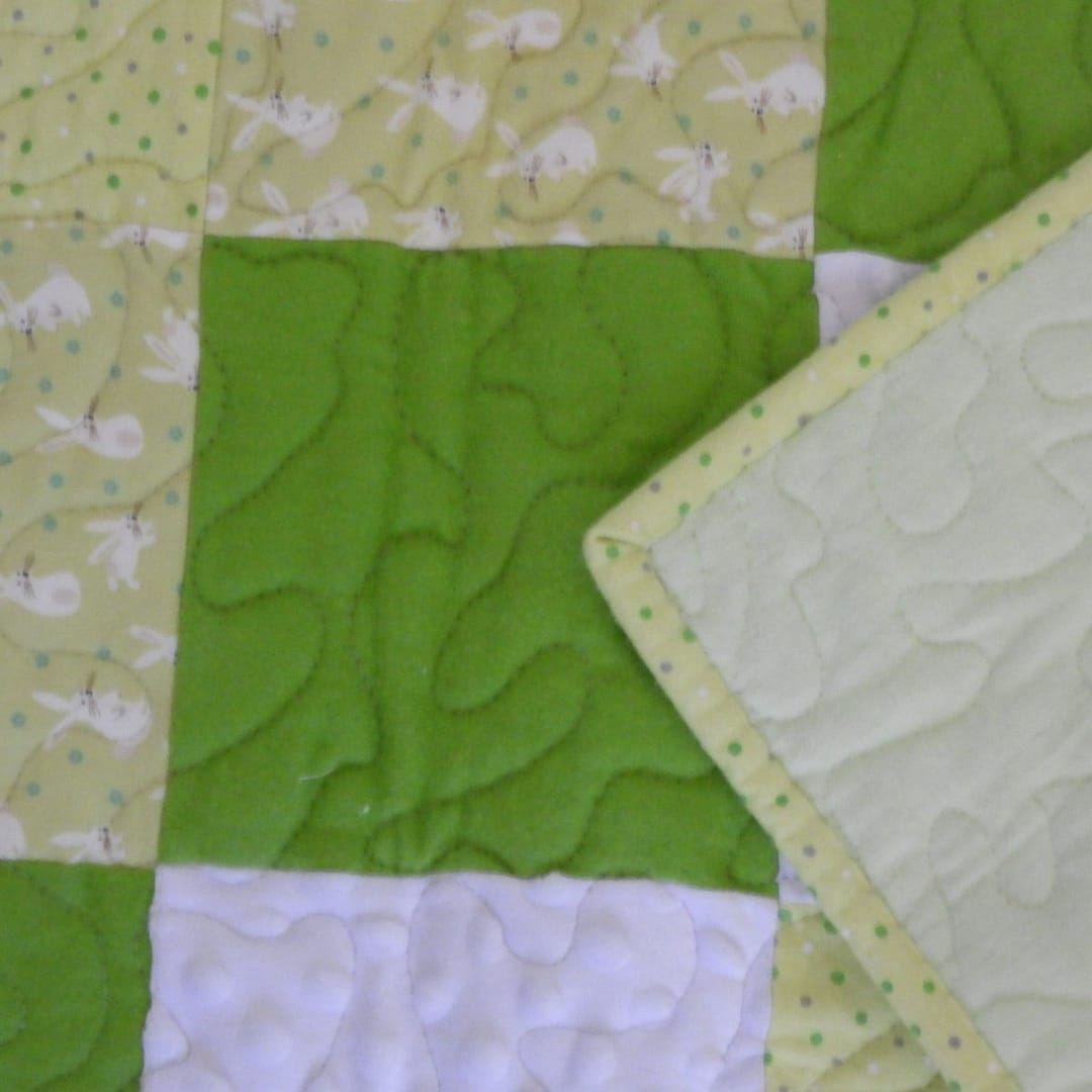 Bunny Cuddles in Green detail of backing