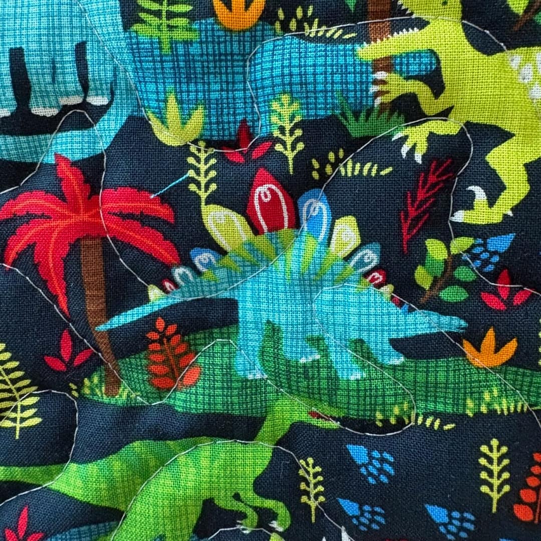 Dinosaur Dreams Baby Quilt detail of dinosaur