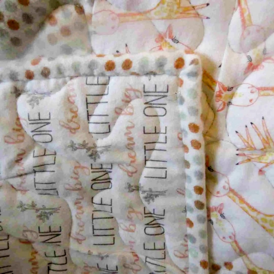 Giraffe Quilt for Baby Detail with backing