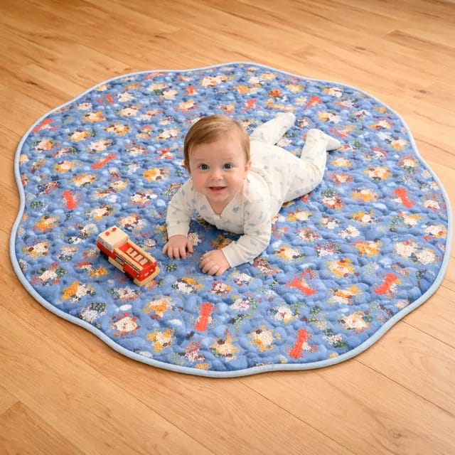 Baby on Fire Fighting Doggies Playmat