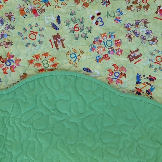 Numbers Quilted Playmat with green backing