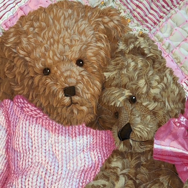 Pink Bears Baby Quilt detail 2
