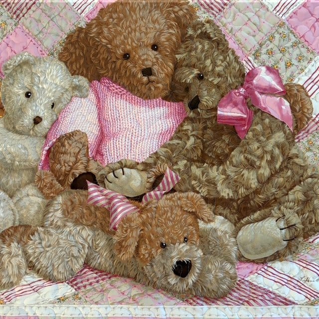 Pink Bears Baby Quilt detail 3
