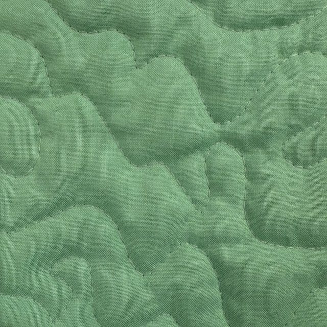 Handmade Unicorn Flannel Quilt detail of green blocks